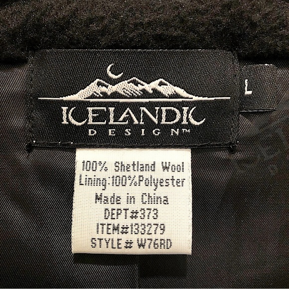 ICELANDIC DESIGN WOOL ZIP SWEATER, SZ LG - Picture 6 of 7
